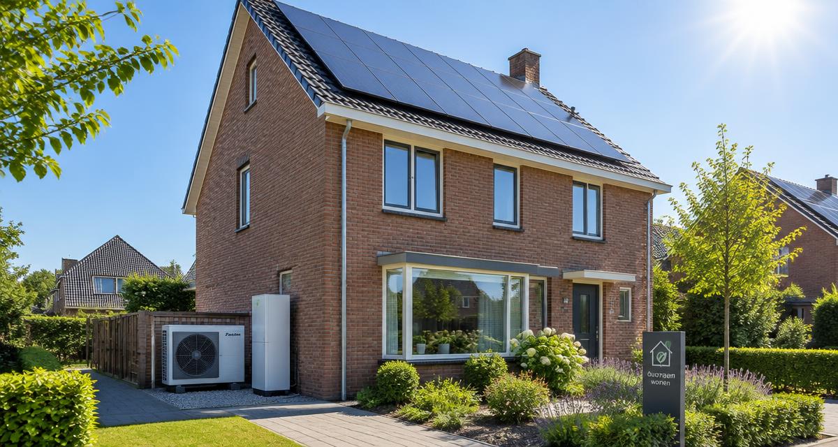 Nederlandse woning met zonnepanelen en warmtepomp