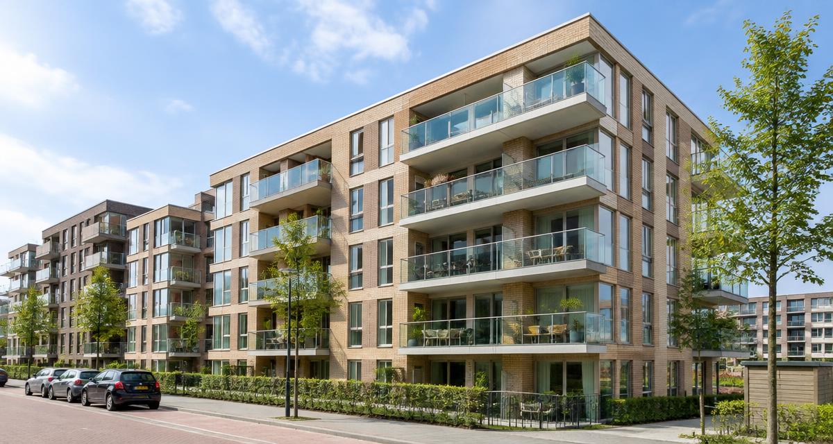 Modern Nederlands appartementencomplex met balkons